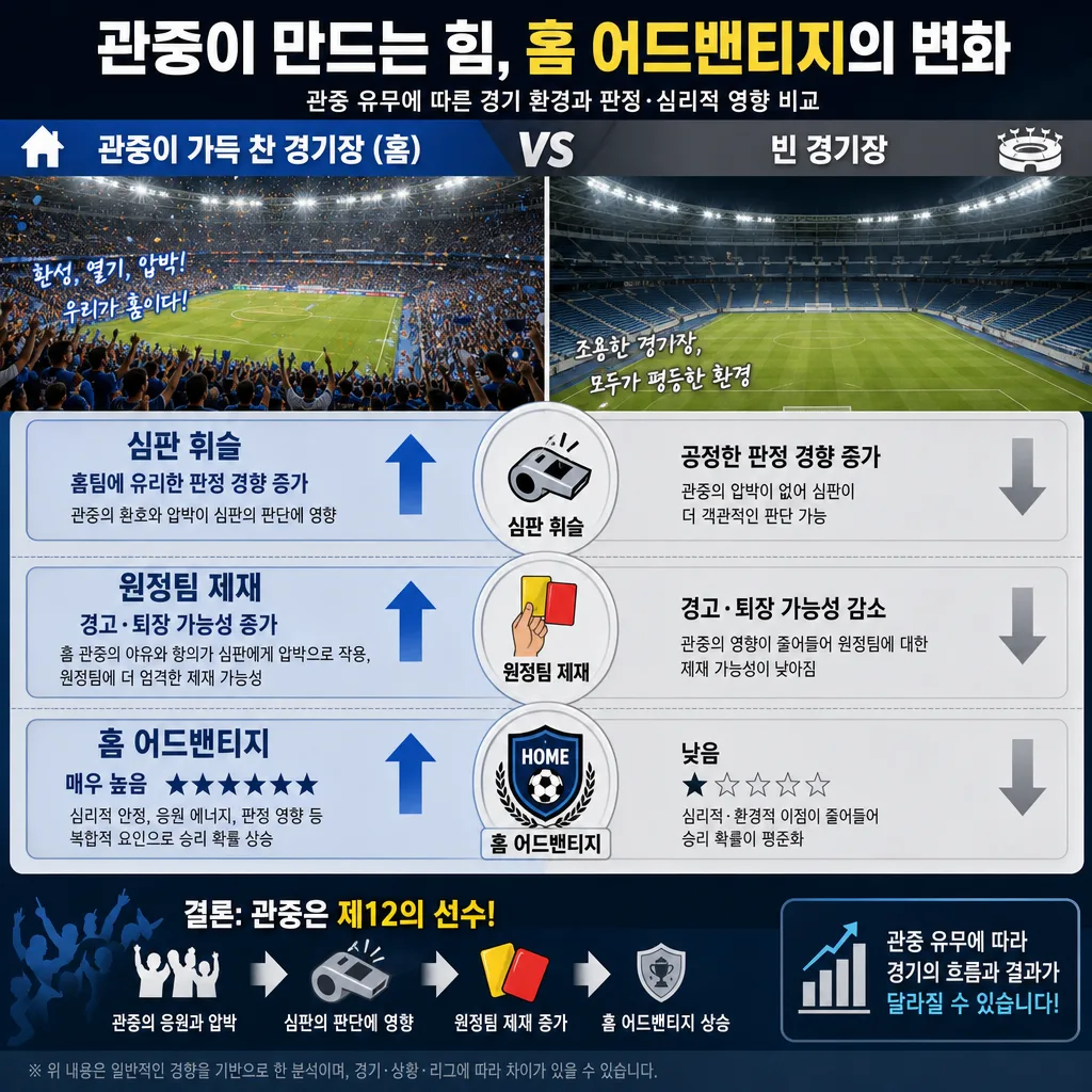 무관중 경기 연구가 보여주는 홈 어드밴티지와 심판 판정 변화
