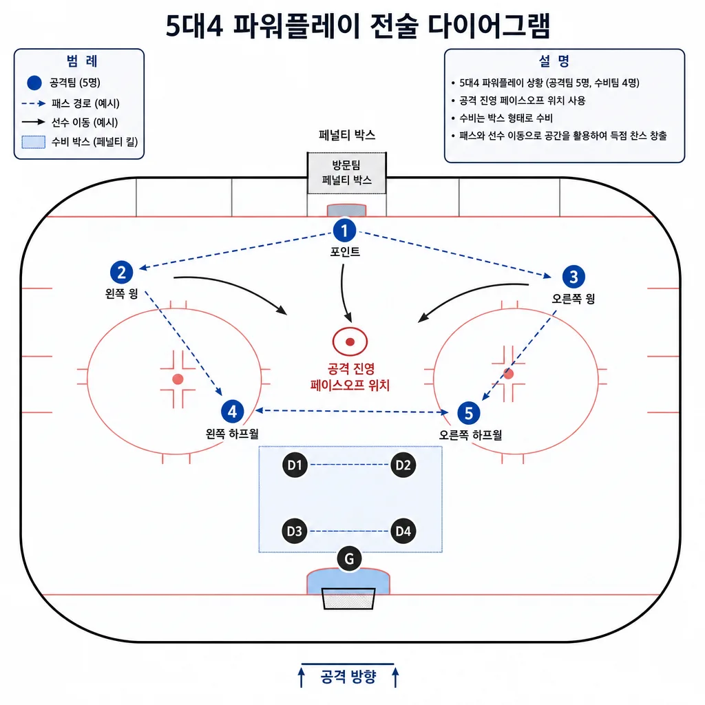 페널티 콜이 파워플레이 상황으로 이어지는 아이스하키 전술 구조