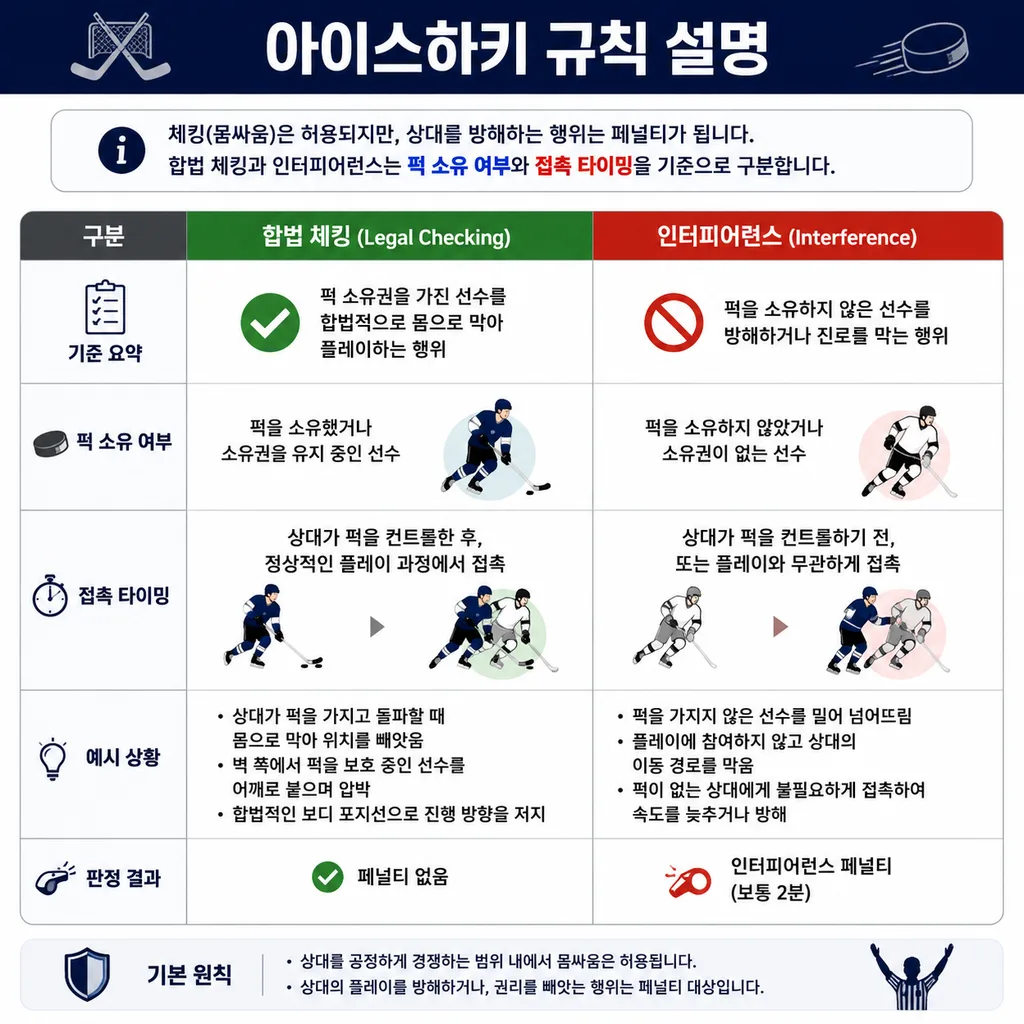 체킹과 인터피어런스 비교 표